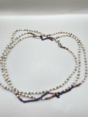 Silpada Magnificent Mile Pearl and Mixed Metal Long Bead Necklace N1993